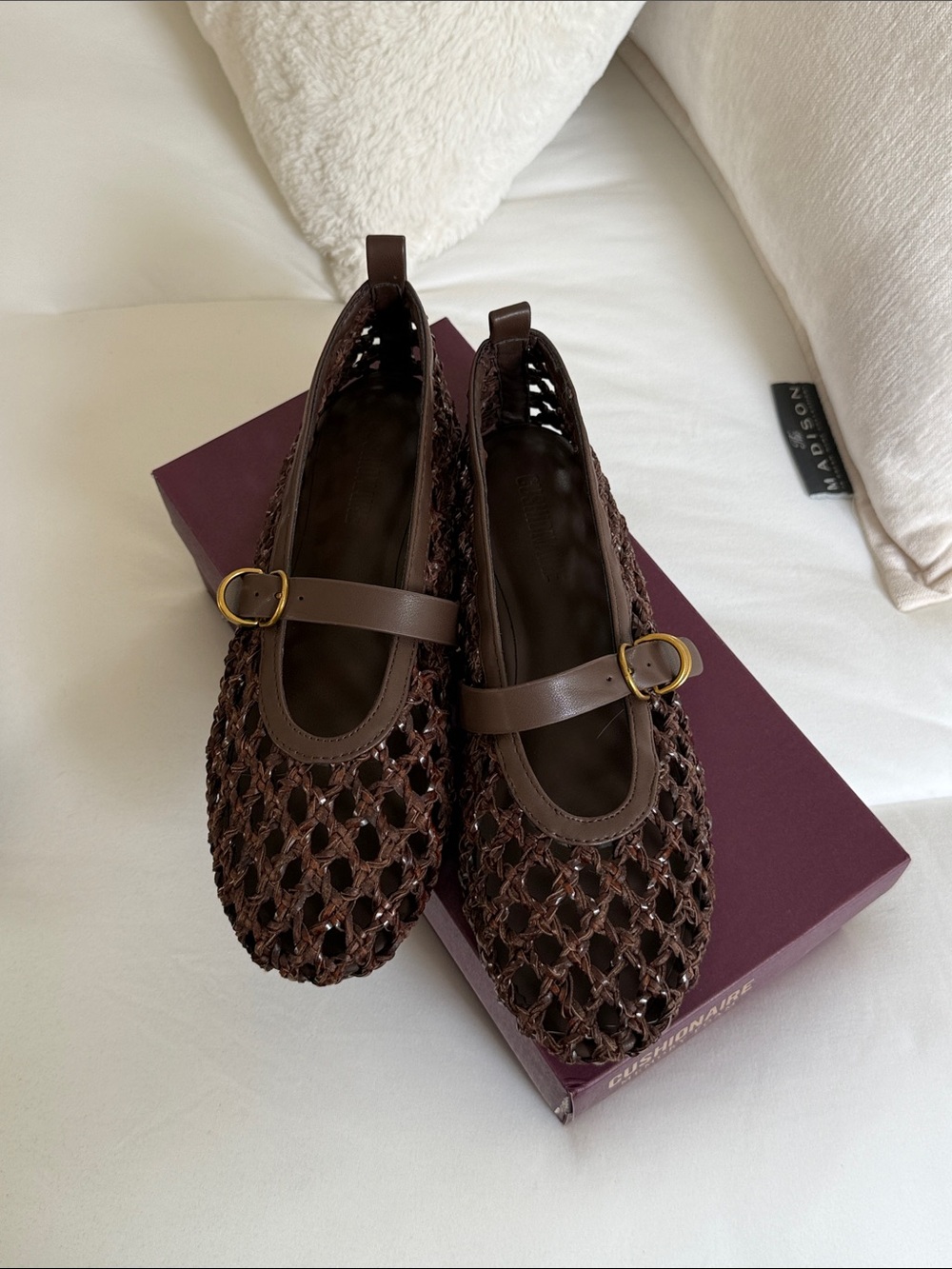 Cushionaire Brown Woven Mary Jane Flats